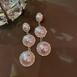 Pearl Like Long Drop Earrings for Women Statement Dangle Earrings Daily Party Fashion Jewelry - Product Image 1