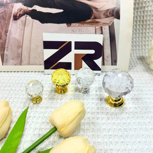 ZERUN Modern European Single Hole Cabinet Drawer Furniture Crystal Small <strong>Knobs</strong> Hotel Kitchen Gym Crystal Glass Handle Wholesale - Product Image 2