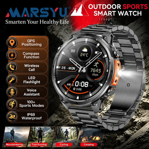 MK100 2026 นาฬิกาสมาร์ทวอทช์รุ่นใหม่พร้อม GPS ไฟส่องสว่าง และเข็มทิศ สำหรับการผจญภัยกลางแจ้ง & โหมดกีฬามากกว่า 100 โหมด รองรับการโทรผ่านบลูทูธ - Product Image 4
