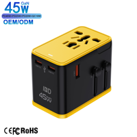 Adaptateur multi-prises IBD GaN PD 45W QC3.0 Chargeur rapide de voyage 3C1U pour ordinateur portable et appareil photo