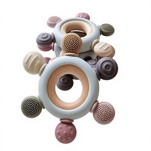 Mordedor para Bebés, Anillo de Dentición de Seis Dedos, Juguete de Silicona de Grado Alimenticio, Sonajero, Artículos para la Dentición - Product Image 1