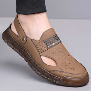 Sandalias Mules para Hombre, Verano, Aire Libre, Casuales, Playa, Suela de Goma, Color Caqui/Negro, Talla 48, Hechas a Mano - Product Image 3