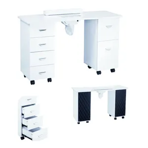 Mesa de manicura mesa de uñas con soporte de mano muebles de salón de belleza MESA DE MANICURA portátil al por mayor blanco Popular