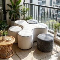Nouvelle collection : Ensemble modulable créatif de table et chaises de jeu en tissu avec revêtement en velours, canapé en arc et banquette combinée