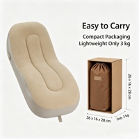 Chaise longue gonflable portable en forme de S, avec revêtement floqué doux, pour le voyage, le camping et la plage
