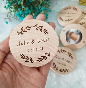 Abridor de Botellas Redondo de Madera de Haya, Disco de Madera Maciza, Adorno Navideño, Imán para Refrigerador, Grabado Láser - Product Image 5