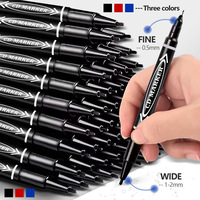 Marqueur d'art exclusif double-pointe ultra-fin à base d'huile, 3 couleurs, noir, permanent, pour plastique, papier et dessin logistique