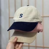 Gorra de béisbol de pana estilo coreano, otoño/invierno, 6 paneles, ajustable, corona suave, diseño con letra S cepillada, estilo casual/deportivo