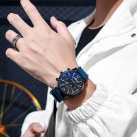 Jam Tangan Silikon Pria Jam Tangan Kuarsa Dial Besar Jam Tangan Pria Kasual Hadiah Jam