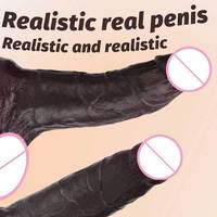 Dildos Grandes con Diseño de Tallo para Masturbación Femenina y Masculina, Juguete Sexual de Silicona Suave para Adultos, Dildo Negro al por Mayor, Caja de Juguetes Sexuales