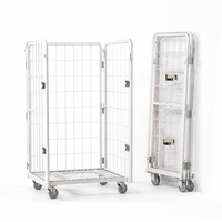 Chariot de sécurité pliable à 3 côtés en treillis métallique pour la manutention et le stockage des stocks en magasin de détail