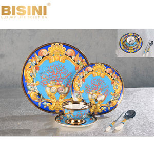 Juego de vajilla China de porcelana de estilo italiano, vajilla occidental de porcelana azul océano, juego de café - Product Image 2