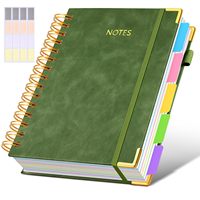Carnet personnalisé de 8 x 10 pouces avec spirale, lignes, 5 onglets amovibles, en cuir
