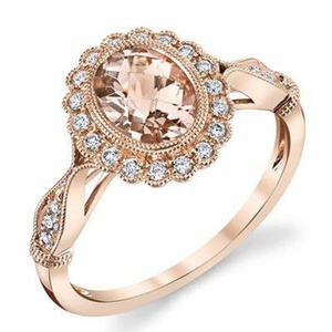 Anillos Modernos de Morganita Rosa con Forma Ovalada Simplista, Anillo Chapado en Oro Rosa, Joyería de Plata de Ley 925 - Product Image 1