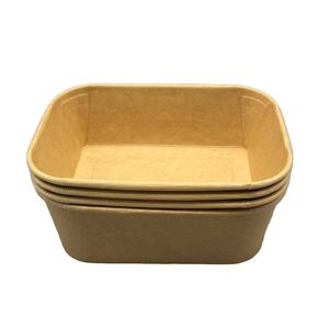 Bol rectangulaire en papier brun, boîte à lunch jetable, emballage pour emporter, fruits légers, vaisselle de pique-nique - Product Image 1