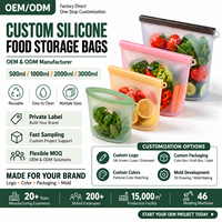 Sacs de conservation alimentaire réutilisables en silicone, refermables avec fermeture éclair et ouverture large pour collations et sandwichs
