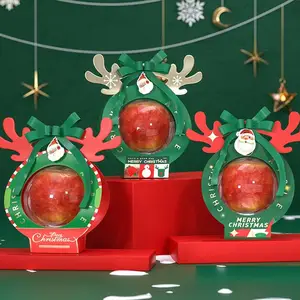 Прозрачное окно, коробка для рождественских яблок, Новогодняя упаковка для шоколадных конфет в канун Рождества, подарочная упаковка для яблок