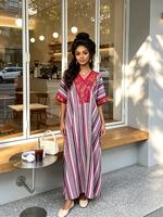 Nouvelle Robe Décontractée Élégante pour Femme Grande Taille, Style Africain Bubu, Imprimé Rayures Ethniques, Tendance 2026, Idéale pour les Vacances d'Été
