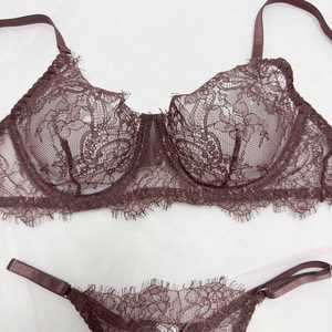 Ensemble soutien-gorge push-up à armatures et culotte en dentelle brodée 3D respirant pour femme, lingerie sexy style français - Product Image 6