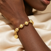 JXX Bijoux en Gros Luxe Plaqué Or 24K Laiton Tendance Chaîne Perles Bracelet Filigrane Bijoux Mariage Fête Unisexe Cadeau