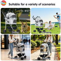 Vente en gros d'usine, poussette pour animaux de compagnie 3 en 1 détachable, poignée réglable, 360° °   Poussette pliable pour chien et chat avec roues pivotantes, logo personnalisé OEM
