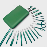 Ensemble professionnel de manucure et pédicure en acier au carbone, kit de toilettage de voyage, boîte de soin des ongles portable 18 pièces