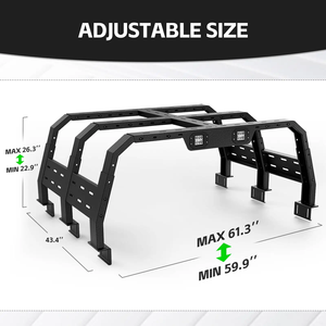 Universele Hoge Overland Bed Rekken Voor Pick-Up Trucks Ijzer En Stalen Dak Mount <span class=keywords><strong>Cargo</strong></span> <span class=keywords><strong>Carrier</strong></span> Met 2 Led-Verlichting - Product Image 6