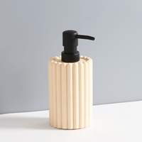 Distributeur de savon liquide pour les mains en résine côtelée avec pompe noire mate, réutilisable et rechargeable