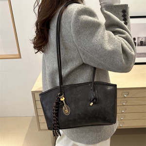Tas Tote Poliester Retro Amerika Eropa, Tas Selempang Fashion Korea, Tas Tangan Sederhana Modern Kapasitas Besar, Serbaguna dengan Gantungan - Product Image 4