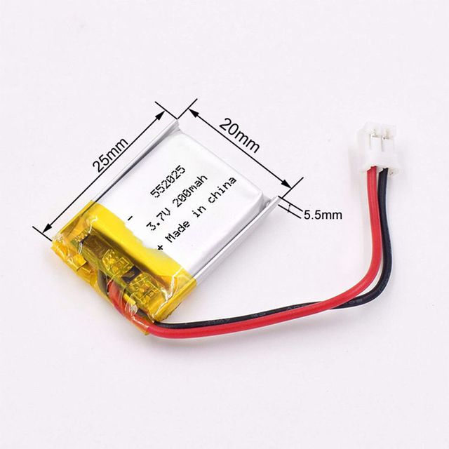 Free Sample Lithium Polymer Battery 3.7V 200mAh 552025 Rechargeable Lipo Battery for Smart Watch