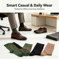 Chaussettes mi-mollet côtelées verticales pour hommes, en mélange de coton respirant, pour tenue décontractée ou habillée, personnalisables OEM