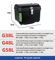 Vente directe en gros, boîte à bagages arrière antivol pour moto noire 48L en PP pour moto d'aventure