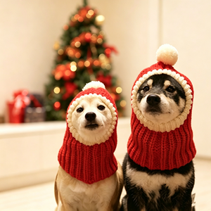 Nouveau design – Chapeau <span class=keywords><strong>de</strong></span> Père Noël en laine rouge pour animaux <span class=keywords><strong>de</strong></span> compagnie – Accessoires d'hiver pour chiens – Style Cendrillon – Nouvel An et Noël – Tailles S/M/L - Product Image 4