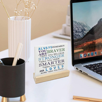 Plaque en céramique avec citation inspirante, support en bois, 4x4 pouces, cadeau de bureau motivant, boîte cadeau