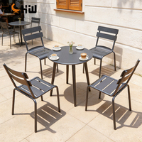 Chaise de salle à manger extérieure empilable pour restaurant, café, commerce, avec structure en aluminium, chaise de bistrot pour jardin, terrasse, parc