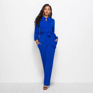 Nuevo Mono Formal de Moda para Mujer, Cintura Alta, Cuello Alto, Bolsillos con Botones, Pierna Ancha, Tejido, Estilo Casual de Verano - Product Image 3