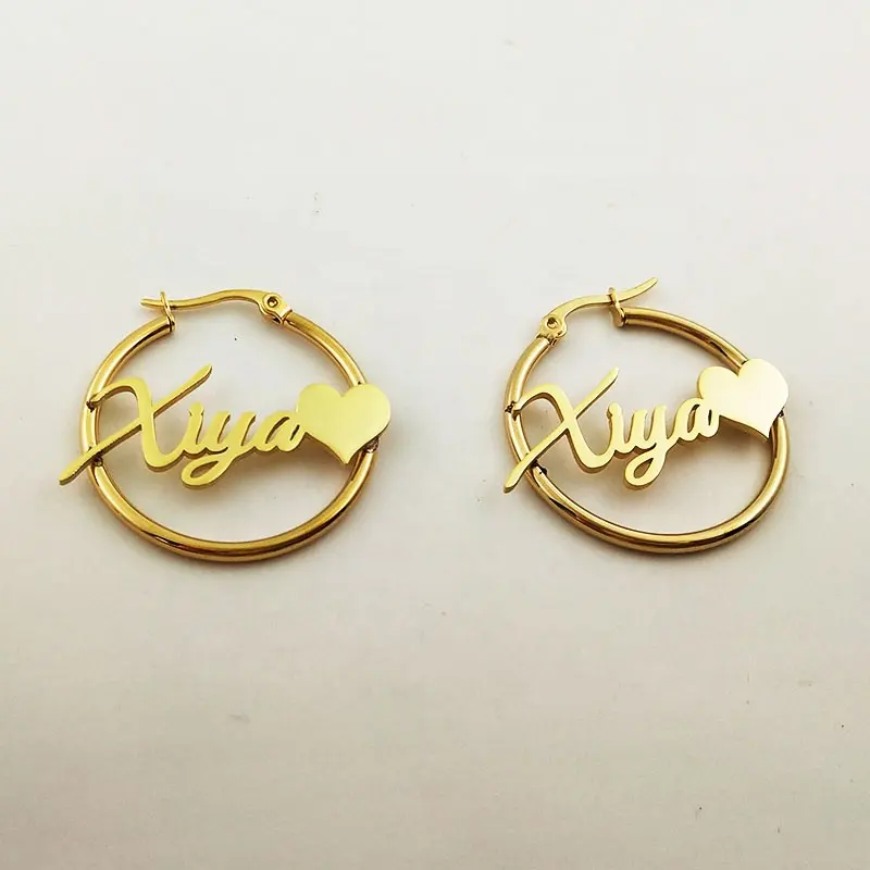 Mini Stainless Steel Kids Custom Name Hoop Earring Children Personalized Earrings Hoops Gold Baby Girl Jewelry