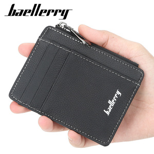 Baellerry Men's PU Leather Card <b>Holder</b> 4 Inch Zipper <b>Wallet</b> Slim Credit Card Case Multi Slot Driver License <b>Holder</b> - Product Image 1