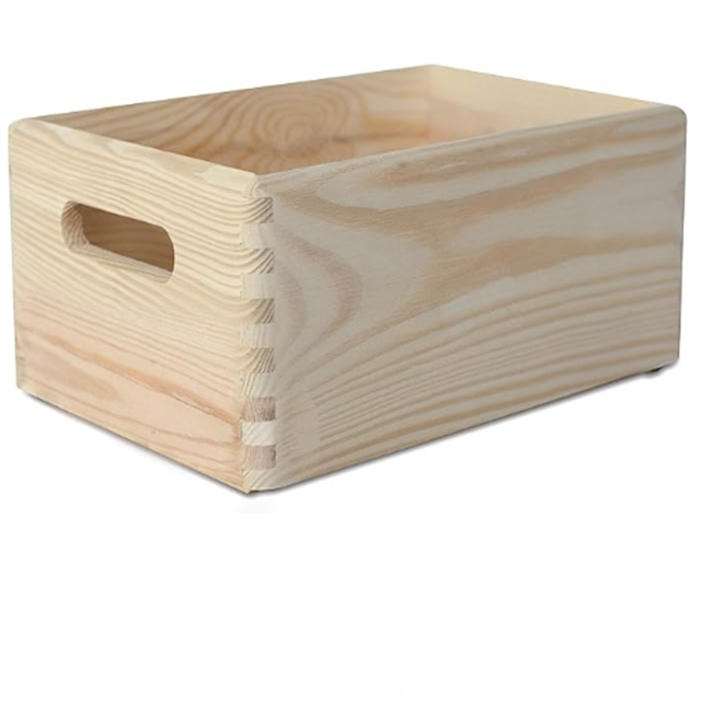 Manufacturer Unpainted Storage Box  Large Wooden Crate With Handle