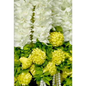 Artificial <b>White</b> Floral Garland with Yellow Flower Accents Pearl <b>Hanging</b> Mala for Wedding Festival Temple Decoration - Product Image 2