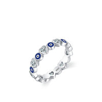Turc Lucky Eye Rings Bague en argent sterling S 925 Blue Cubic Zircon Fashion Rings Sterling Silver