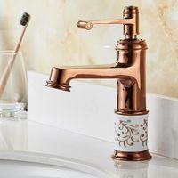 Robinet de salle de bain en laiton antique européen classique de luxe avec mélangeur d'eau chaude/froide à débit contrôlé et noyau de valve en céramique