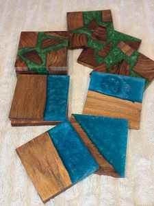 Juego de Posavasos de Madera de Resina Natural con Diseño Artesanal Duradero, Perfecto para Uso Diario o Exhibición Decorativa en Mesas de Centro - Product Image 2