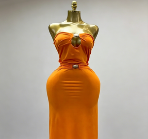Abito lungo a sirena monocolore elegante con spalline sottili, senza maniche, scollato sulla schiena, con laccetti in vita e vestibilità aderente, a pronta consegna - Product Image 1