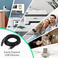 Câble d'extension USB 2.0 A mâle-femelle à charge rapide 5M avec conducteur blindé en cuivre pur pour imprimante, scanner, caméra, lecteur de codes-barres