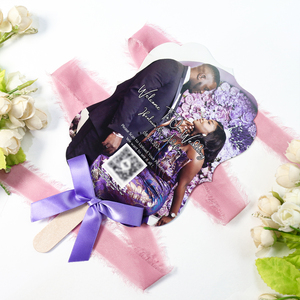 Độc đáo Fan Shape chương trình đám cưới tùy chỉnh Menu lời mời đám cưới với hai mặt in ấn - Product Image 5