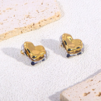 Edelstahl Zweifarbige Ohrstecker und Creolen mit Herz-, Blumen- und Rund-Texturdesigns für Damen, Tägliches Tragen, Party-Geschenk, Modeschmuck
