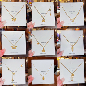 Collar RINHOO de Acero Inoxidable 316L, Chapado en Oro de 18K, con Colgante de Mariposa, <span class=keywords><strong>Luna</strong></span> y Corazón con Circonitas, para Mujer, Regalo, Joyería, Accesorios - Product Image 5