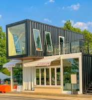 Maison de conteneur plate moderne de luxe de 40 pieds petite maison en bois structure en acier comprend une salle de bain cuisine-pour magasin de supermarché