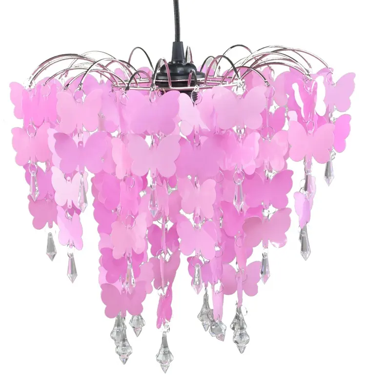 Home decor modern PVC pink butterfly kids lampshade
